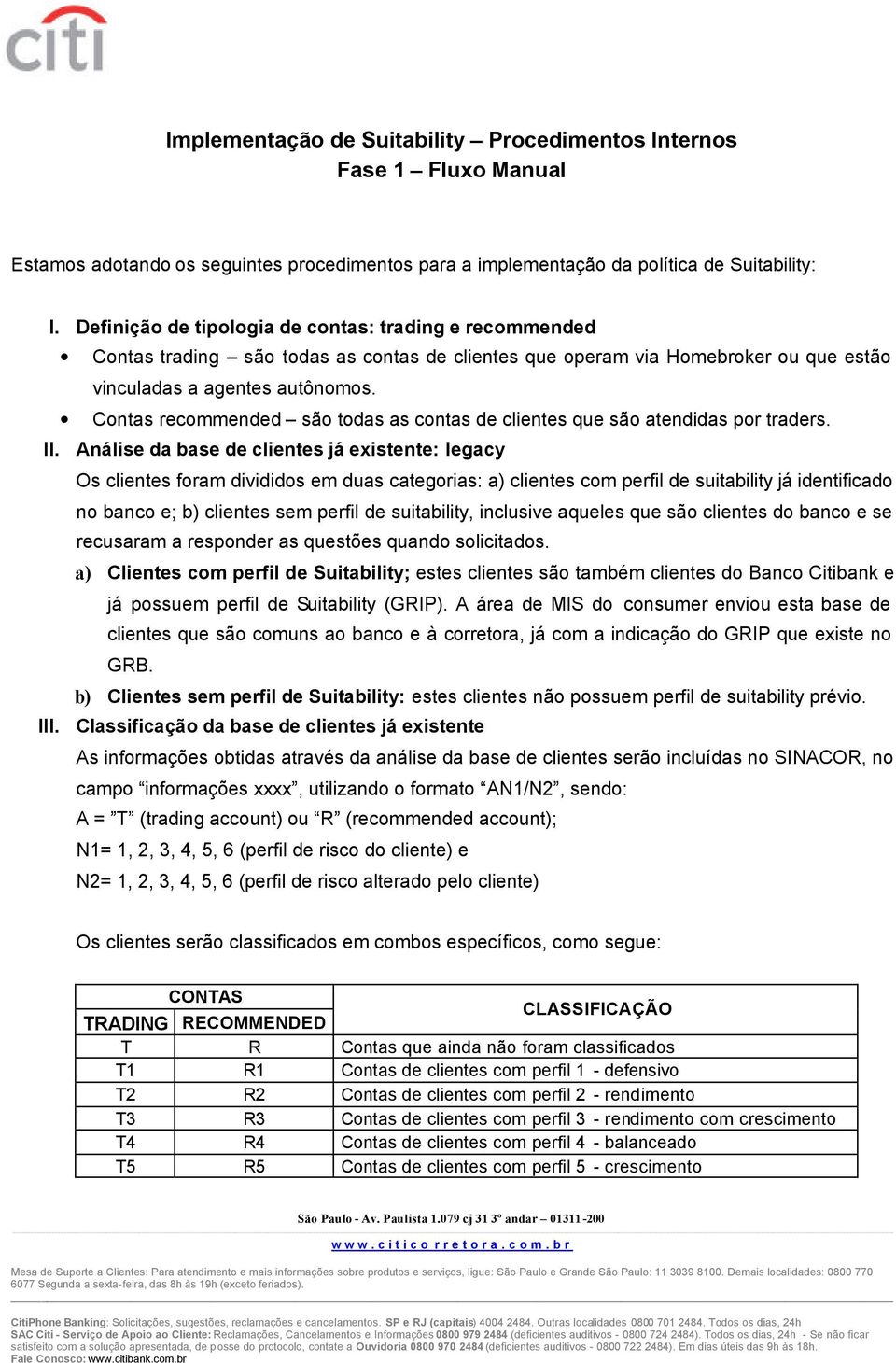 Contas recommended são todas as contas de clientes que são atendidas por traders. II.