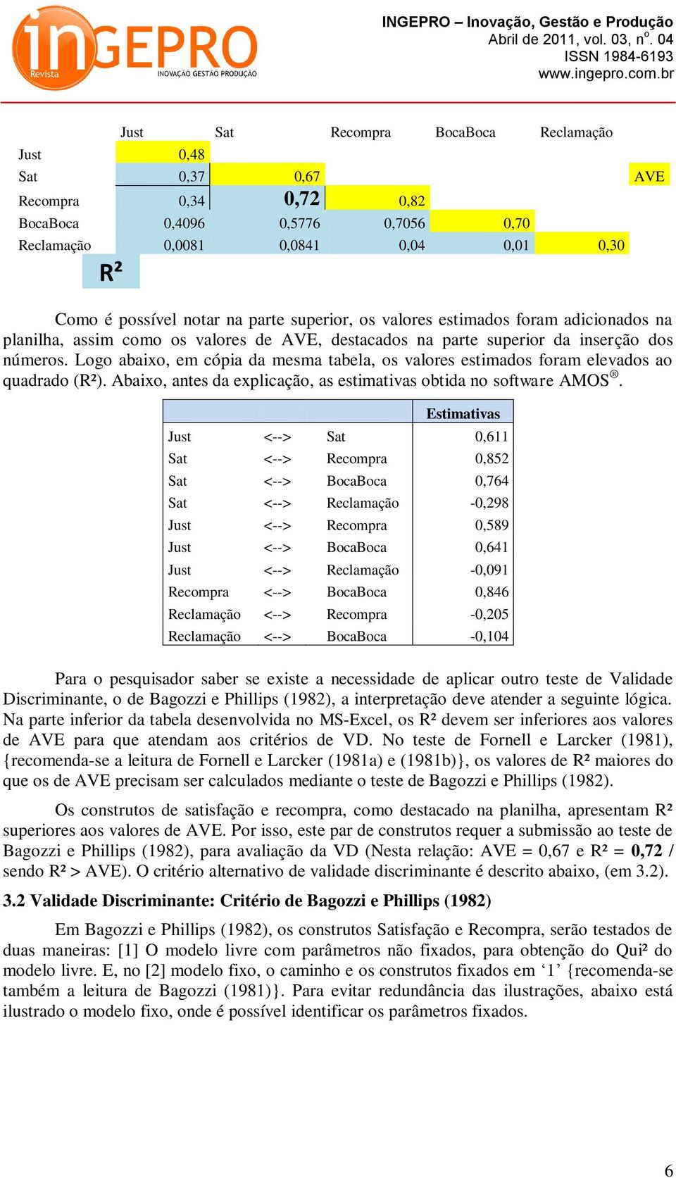 notar na parte superior, os valores estimados foram adicionados na planilha, assim como os valores de AVE, destacados na parte superior da inserção dos números.