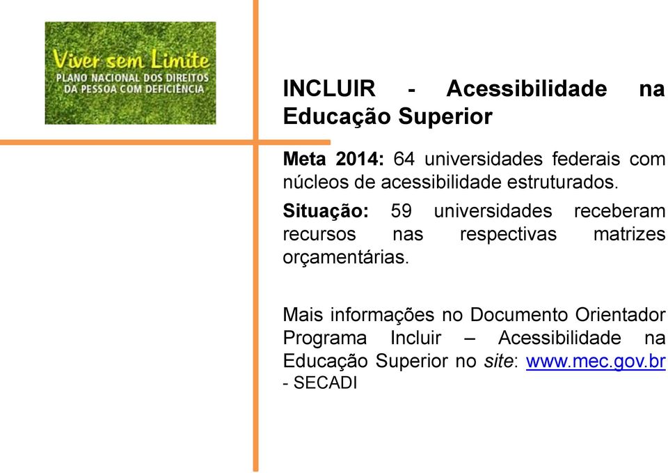 Situação: 59 universidades receberam recursos nas respectivas matrizes orçamentárias.