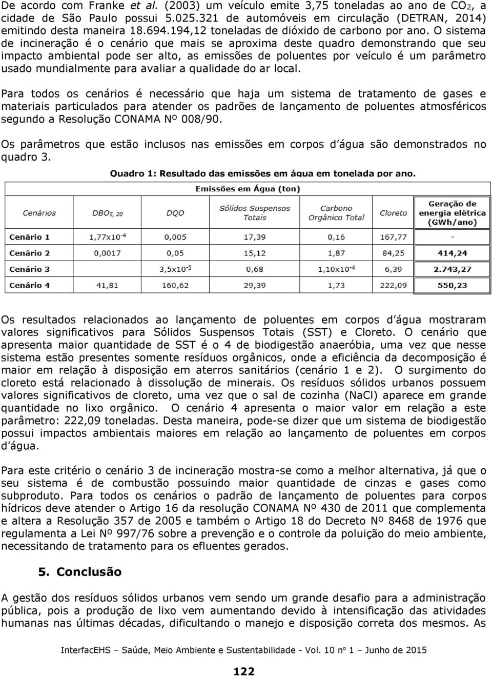 O sistema de incineração é o cenário que mais se aproxima deste quadro demonstrando que seu impacto ambiental pode ser alto, as emissões de poluentes por veículo é um parâmetro usado mundialmente