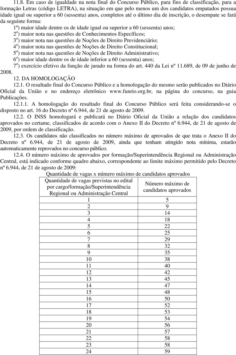 ) maior nota nas questões de Conhecimentos Específicos; 3 o ) maior nota nas questões de Noções de Direito Previdenciário; 4 o ) maior nota nas questões de Noções de Direito Constitucional; 5 o )