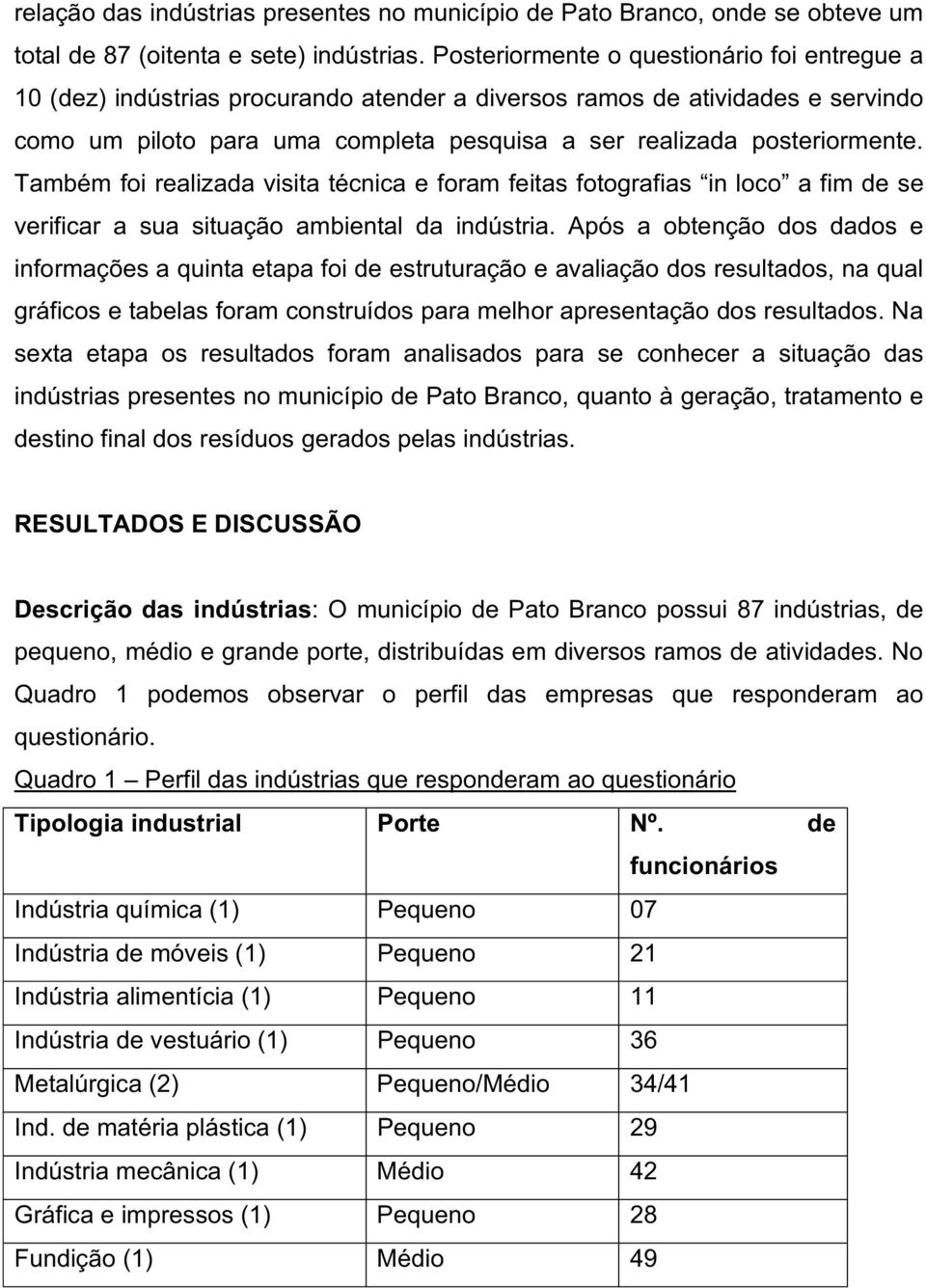 Também foi realizada visita técnica e foram feitas fotografias in loco a fim de se verificar a sua situação ambiental da indústria.