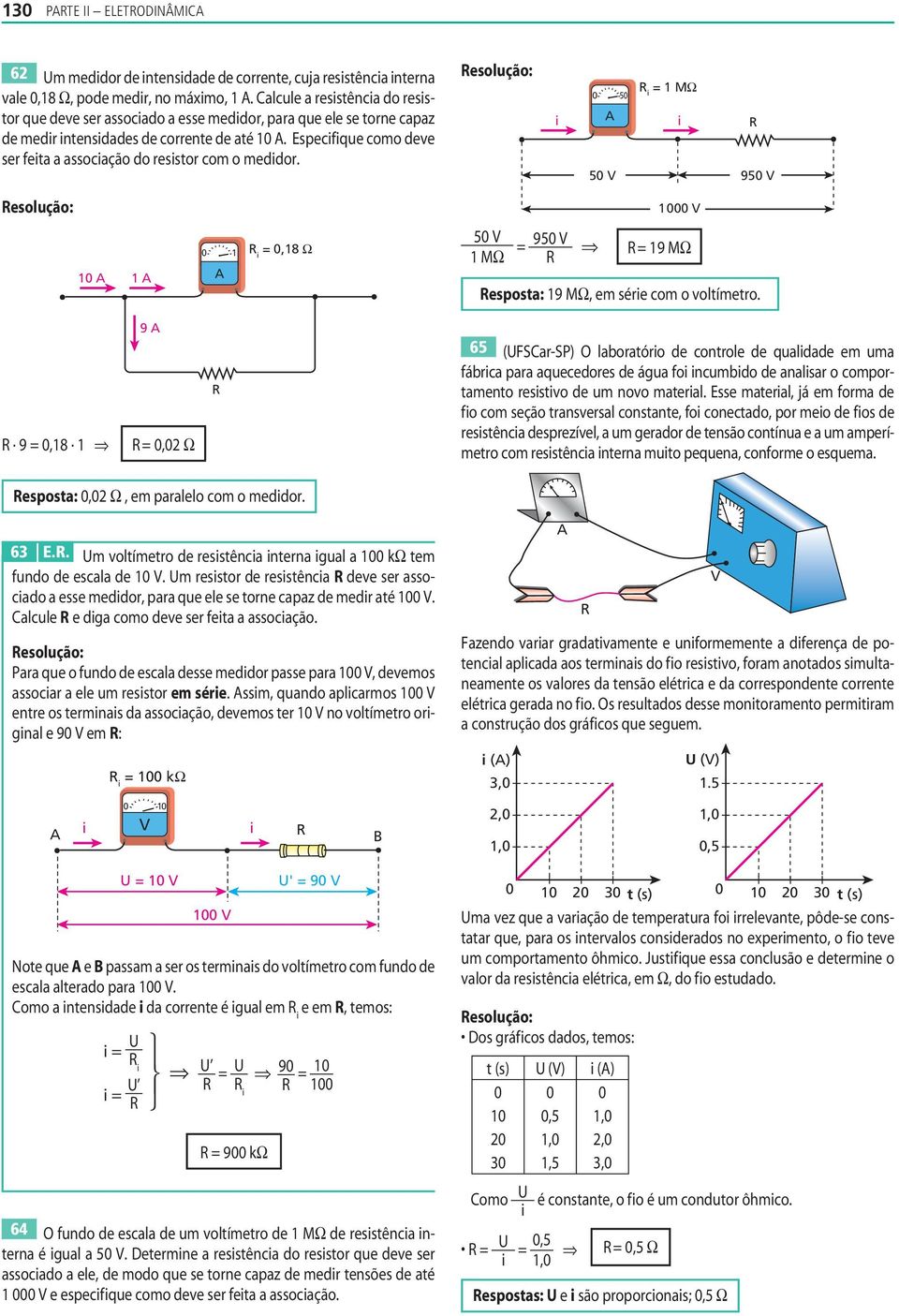 1 esposta: 19 MΩ, em sére com o voltímetro 9 9 0,18 1 0,0 Ω 6 (FSar-S) O laboratóro de controle de qualdade em uma fábrca para aquecedores de água fo ncumbdo de analsar o comportamento resstvo de um