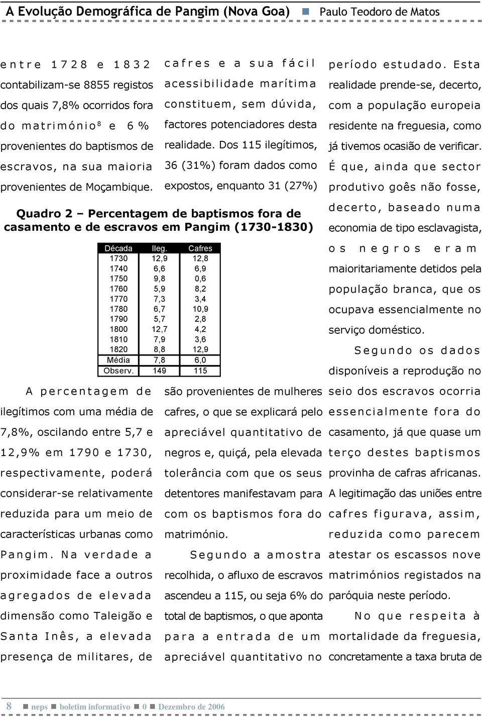 Dos 115 ilegítimos, 36 (31%) foram dados como expostos, enquanto 31 (27%) período estudado.