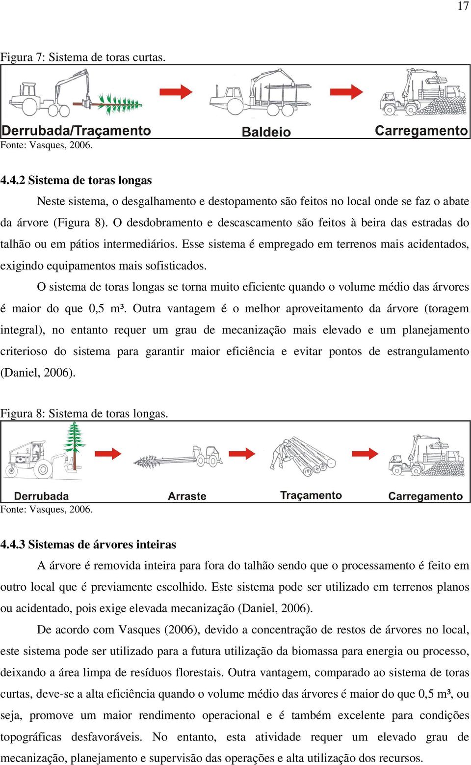 O sistema de toras longas se torna muito eficiente quando o volume médio das árvores é maior do que 0,5 m³.