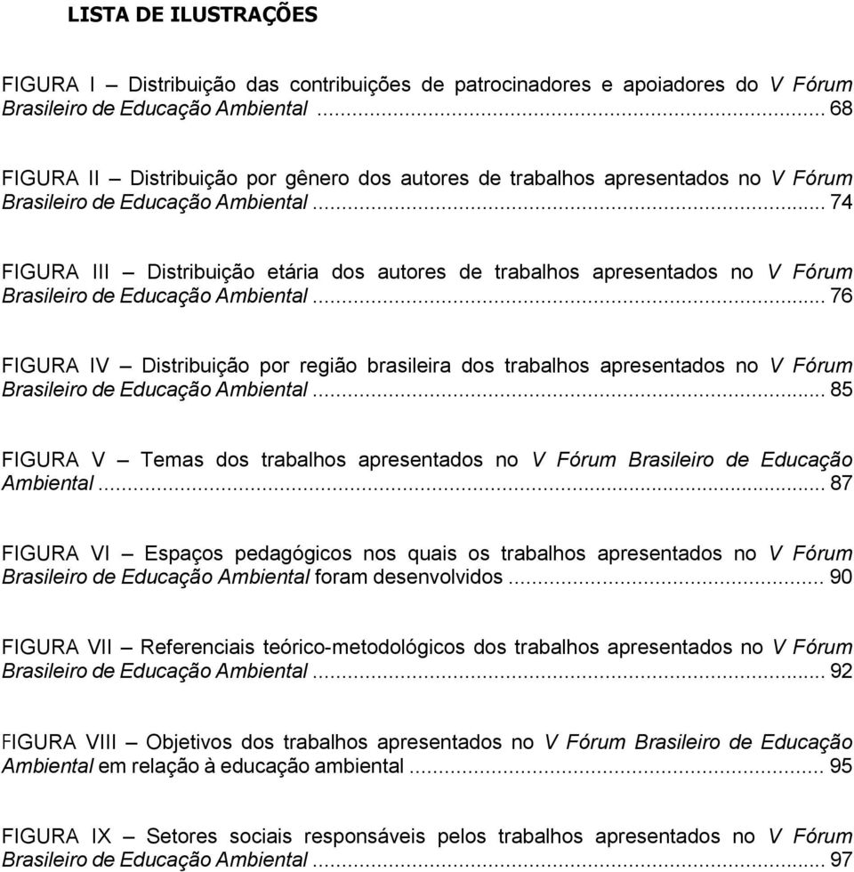 .. 74 FIGURA III Distribuição etária dos autores de trabalhos apresentados no V Fórum Brasileiro de Educação Ambiental.