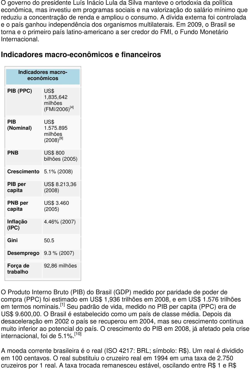 Em 2009, o Brasil se torna e o primeiro país latino-americano a ser credor do FMI, o Fundo Monetário Internacional.