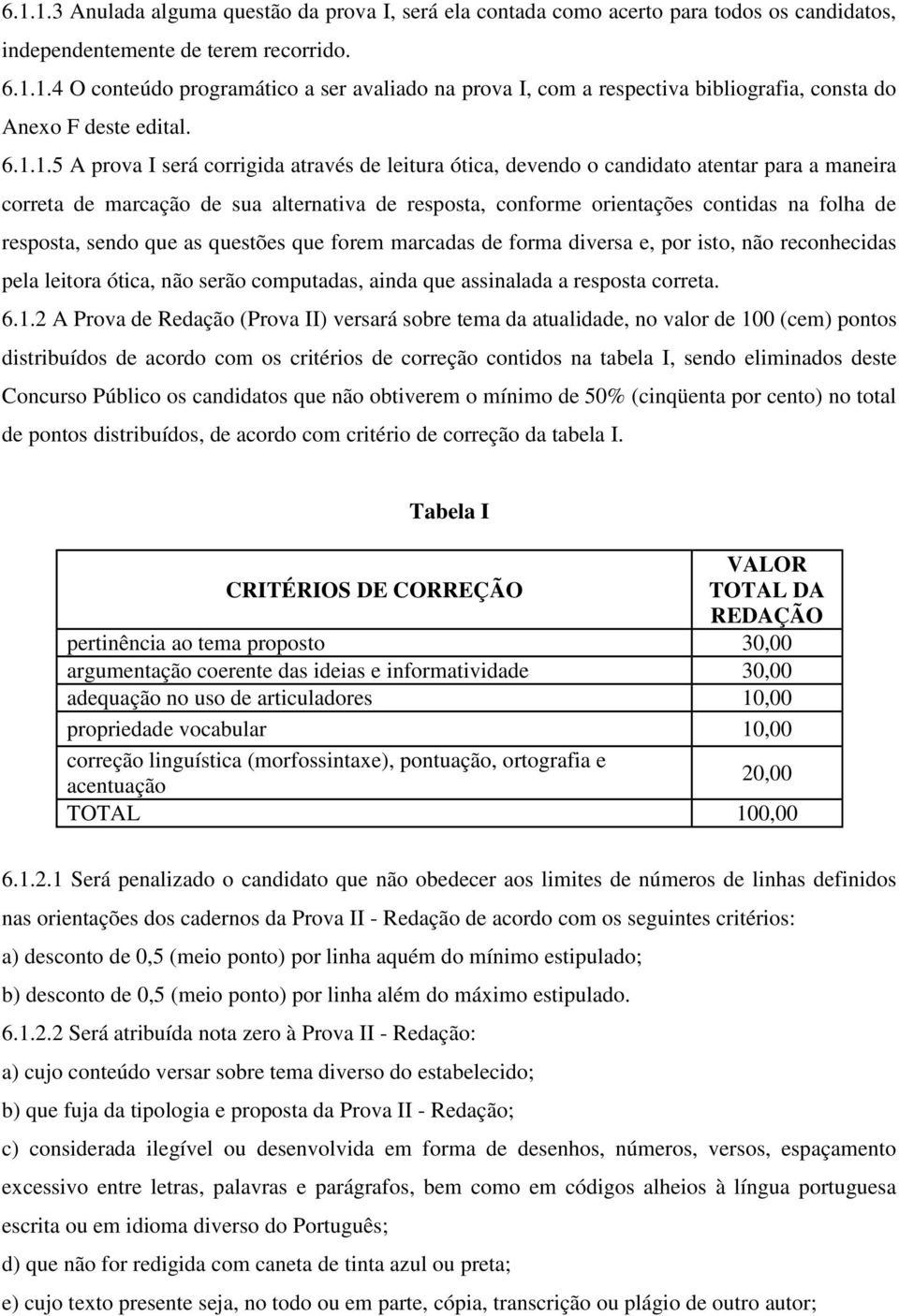 resposta, sendo que as questões que forem marcadas de forma diversa e, por isto, não reconhecidas pela leitora ótica, não serão computadas, ainda que assinalada a resposta correta. 6.1.