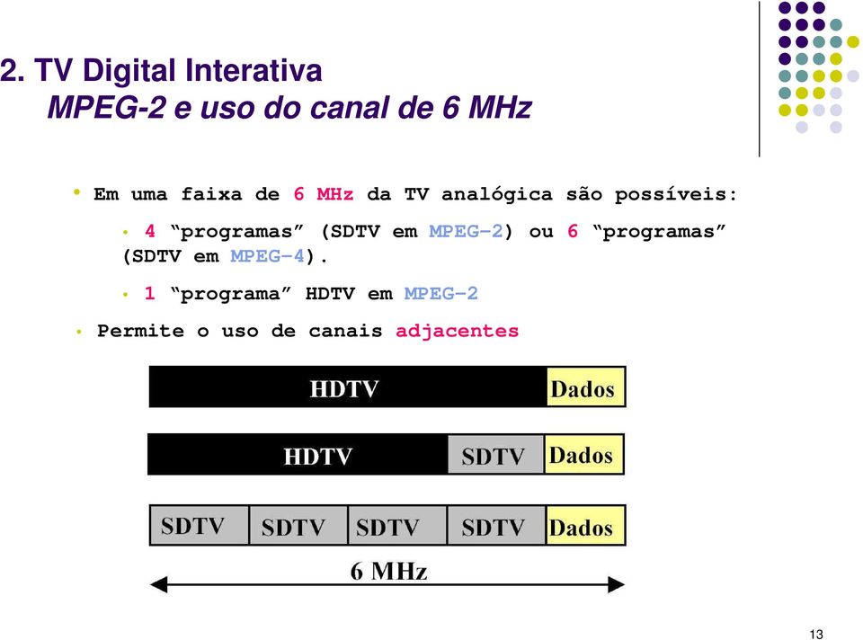 programas (SDTV em MPEG-2) ou 6 programas (SDTV em MPEG-4).