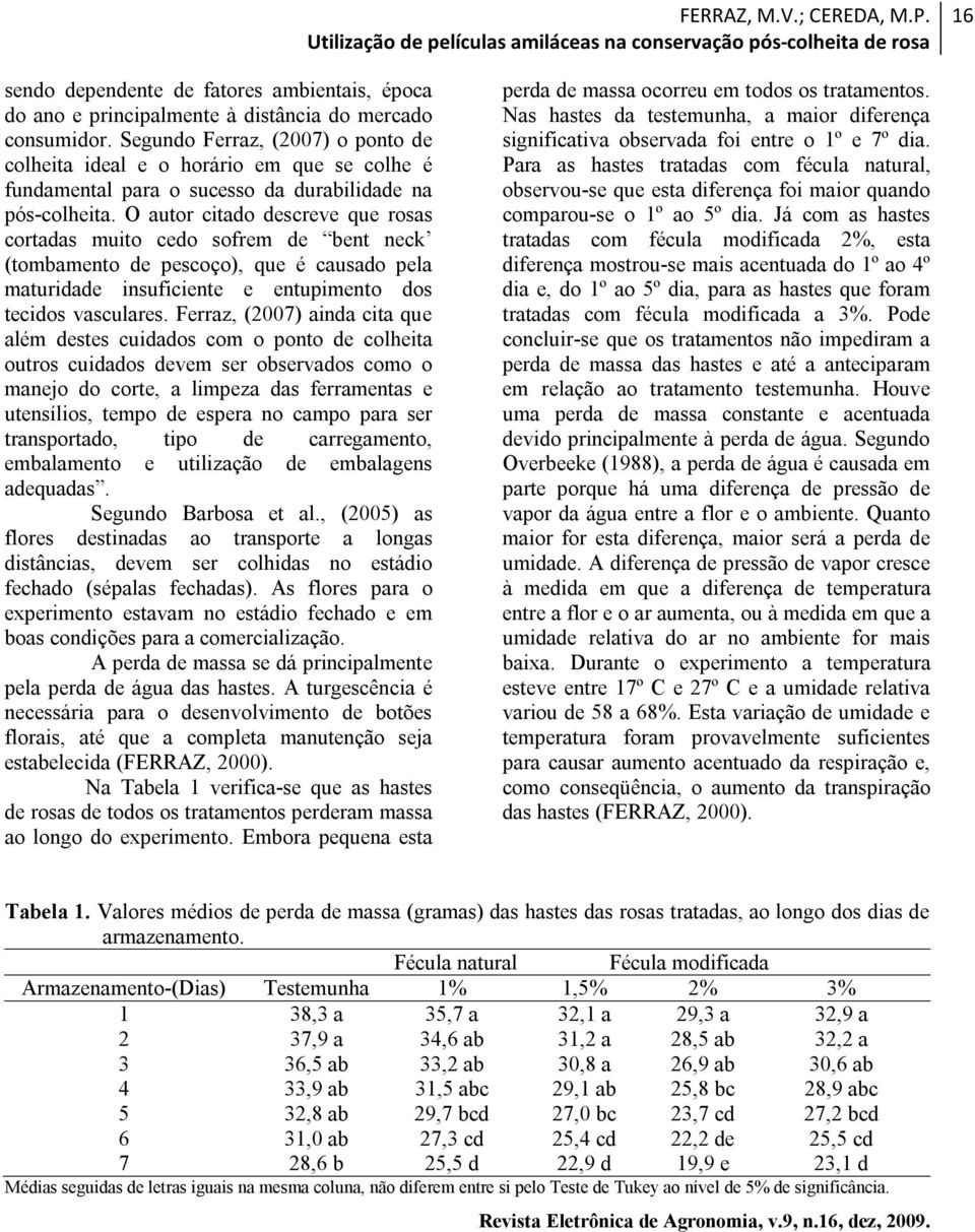 O autor citado descreve que rosas cortadas muito cedo sofrem de bent neck (tombamento de pescoço), que é causado pela maturidade insuficiente e entupimento dos tecidos vasculares.