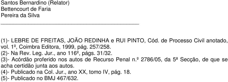 , ano 116º, págs. 31/32. (3)- Acórdão proferido nos autos de Recurso Penal n.