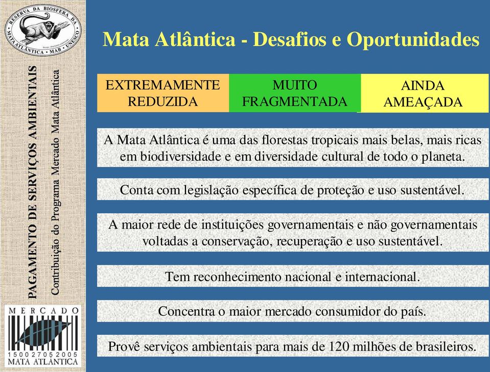 Conta com legislação específica de proteção e uso sustentável.