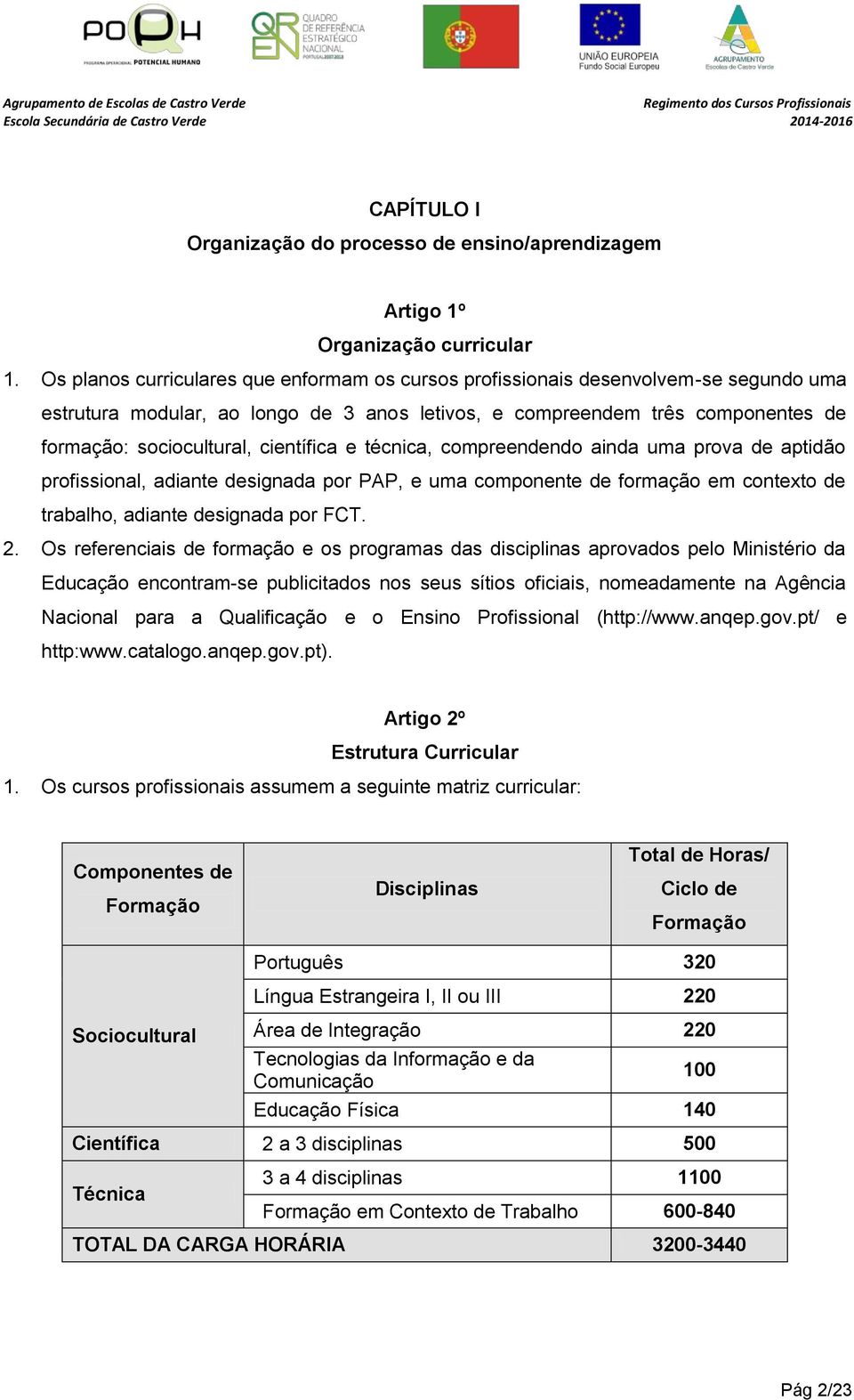 científica e técnica, compreendendo ainda uma prova de aptidão profissional, adiante designada por PAP, e uma componente de formação em contexto de trabalho, adiante designada por FCT. 2.