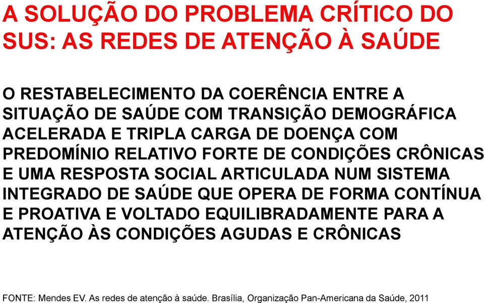 SOCIAL ARTICULADA NUM SISTEMA INTEGRADO DE SAÚDE QUE OPERA DE FORMA CONTÍNUA E PROATIVA E VOLTADO EQUILIBRADAMENTE PARA A