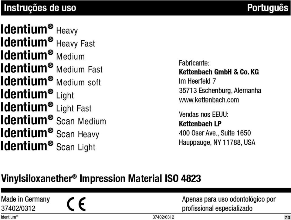 com Vendas nos EEUU: Kettenbach LP 400 Oser Ave.