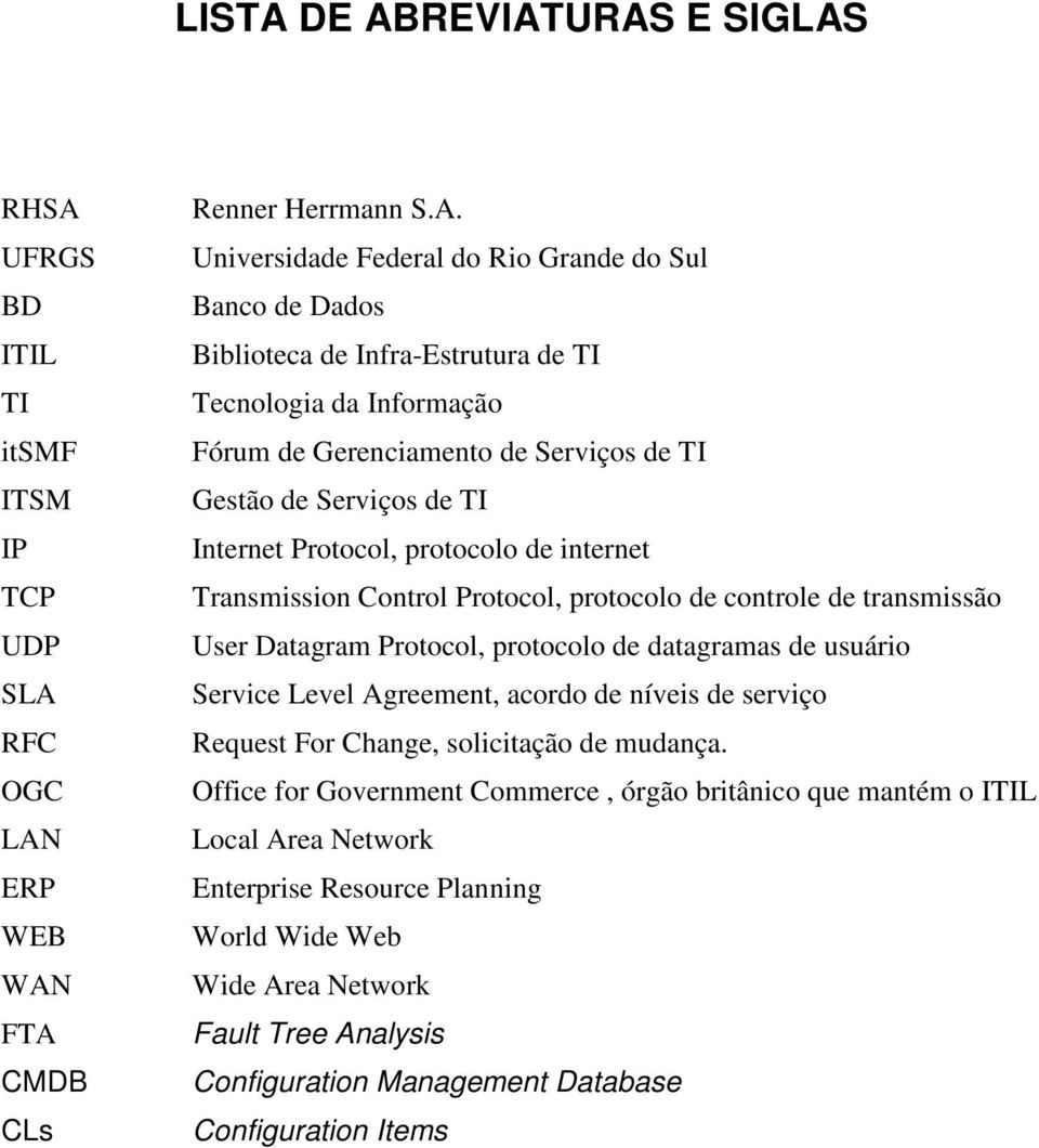 de Infra-Estrutura de TI Tecnologia da Informação Fórum de Gerenciamento de Serviços de TI Gestão de Serviços de TI Internet Protocol, protocolo de internet Transmission Control Protocol, protocolo