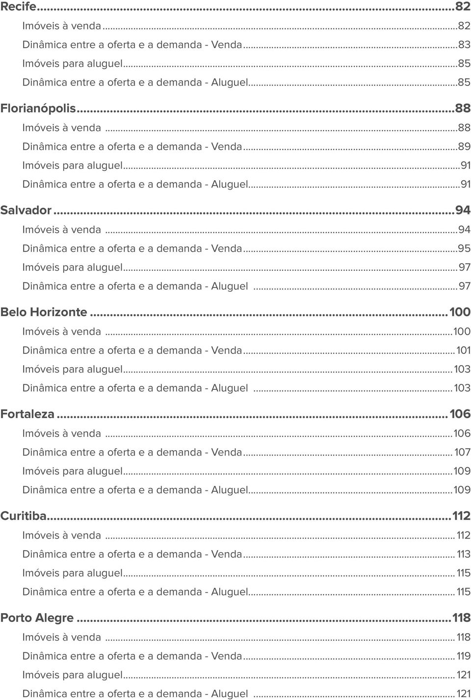 aluguel 97 Dinâmica entre a oferta e a demanda - Aluguel 97 Belo Horizonte 100 Imóveis à venda 100 Dinâmica entre a oferta e a demanda - Venda 101 Imóveis para aluguel 103 Dinâmica entre a oferta e a