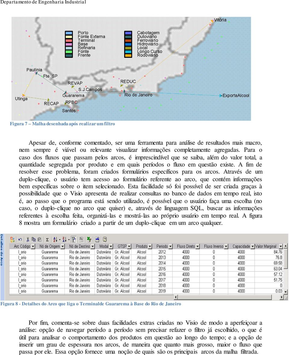 Para o caso dos fluxos que passam pelos arcos, é imprescindível que se saiba, além do valor total, a quantidade segregada por produto e em quais períodos o fluxo em questão existe.