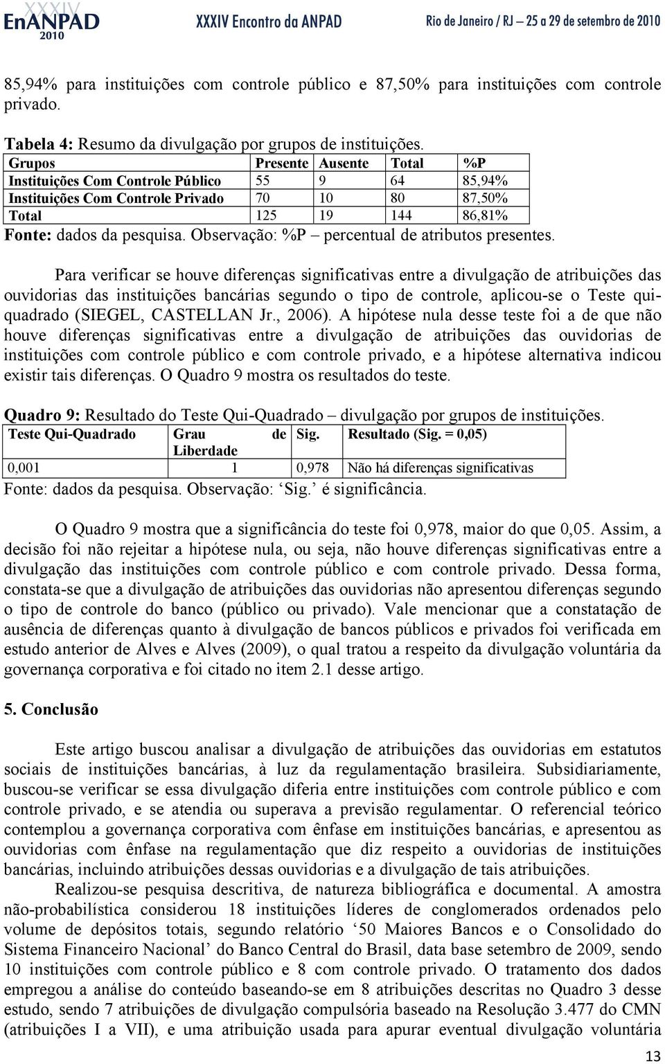 Observação: %P percentual de atributos presentes.