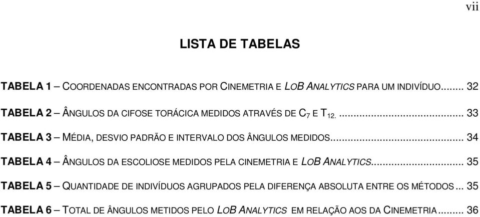 ... 33 TABELA 3 MÉDIA, DESVIO PADRÃO E INTERVALO DOS ÂNGULOS MEDIDOS.