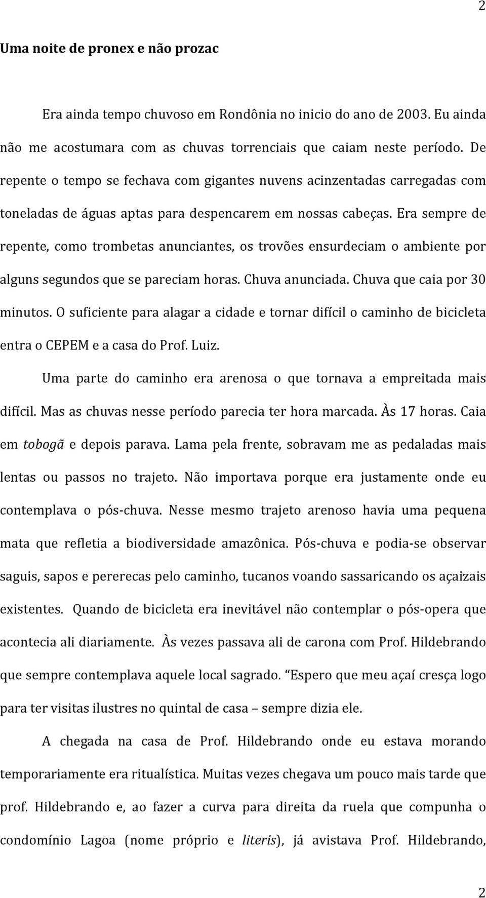 Era sempre de repente, como trombetas anunciantes, os trovões ensurdeciam o ambiente por alguns segundos que se pareciam horas. Chuva anunciada. Chuva que caia por 30 minutos.