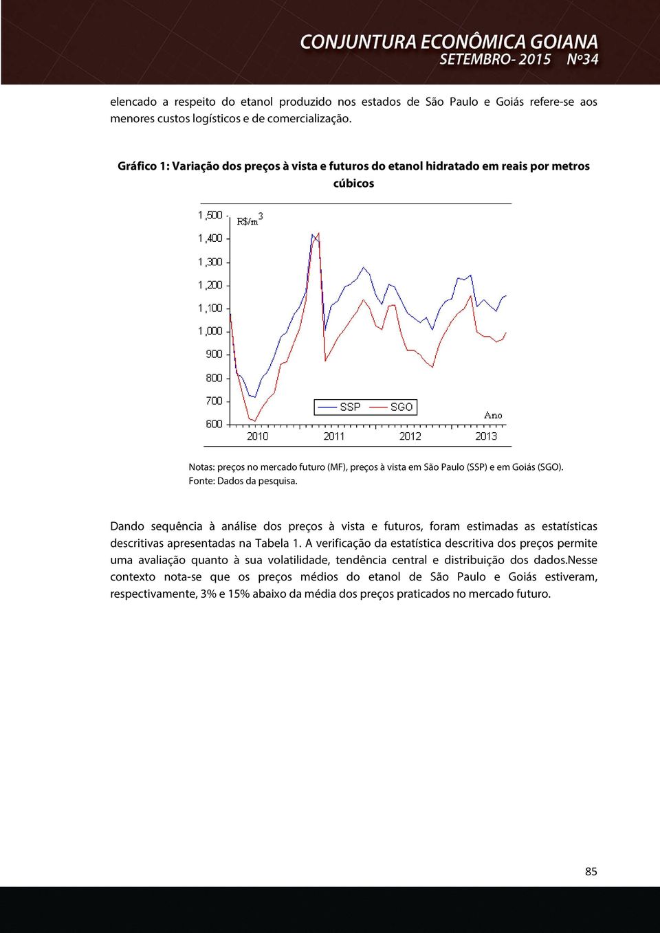 Fonte: Dados da pesquisa. Dando sequência à análise dos preços à vista e futuros, foram estimadas as estatísticas descritivas apresentadas na Tabela 1.