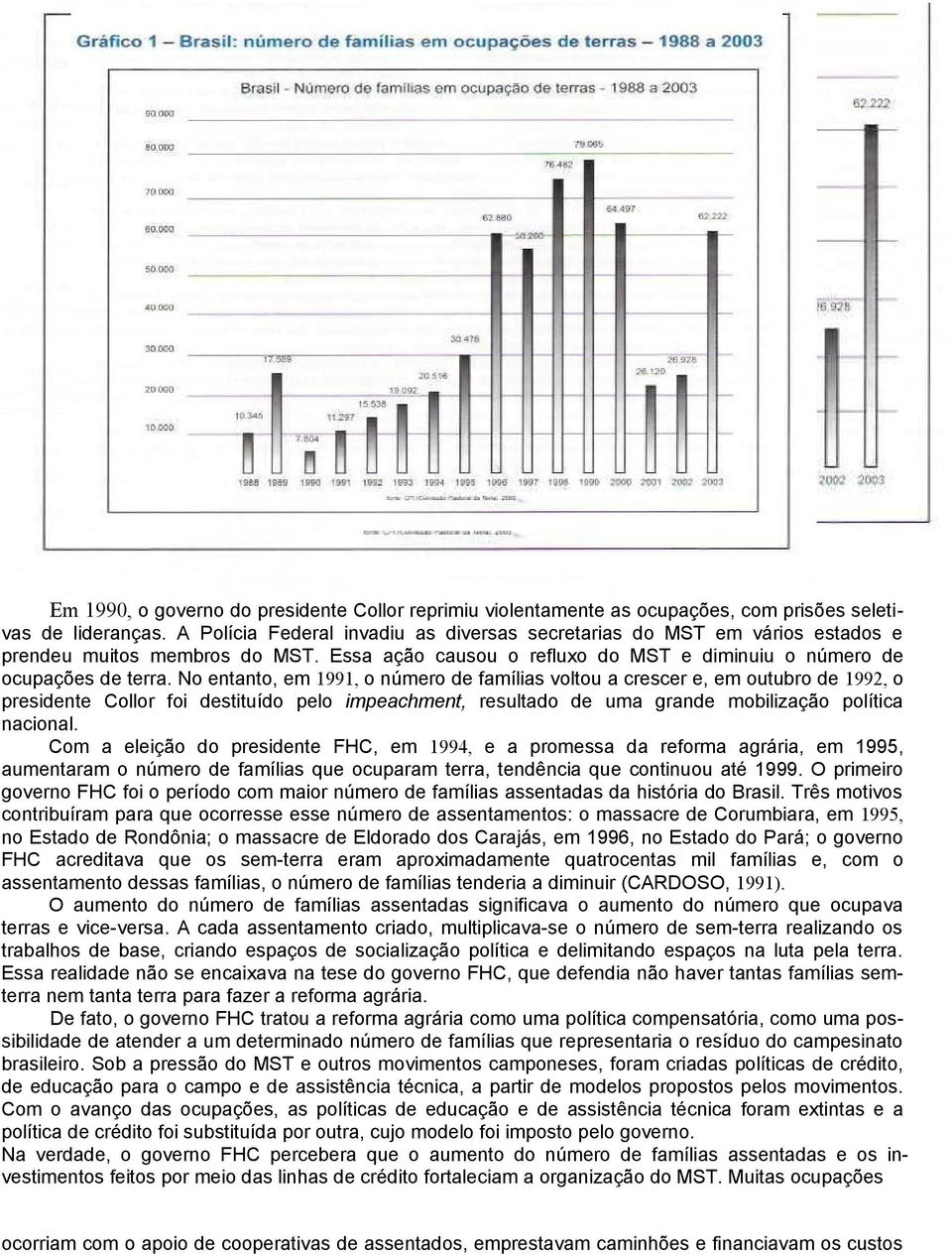 No entanto, em 1991, o número de famílias voltou a crescer e, em outubro de 1992, o presidente Collor foi destituído pelo impeachment, resultado de uma grande mobilização política nacional.