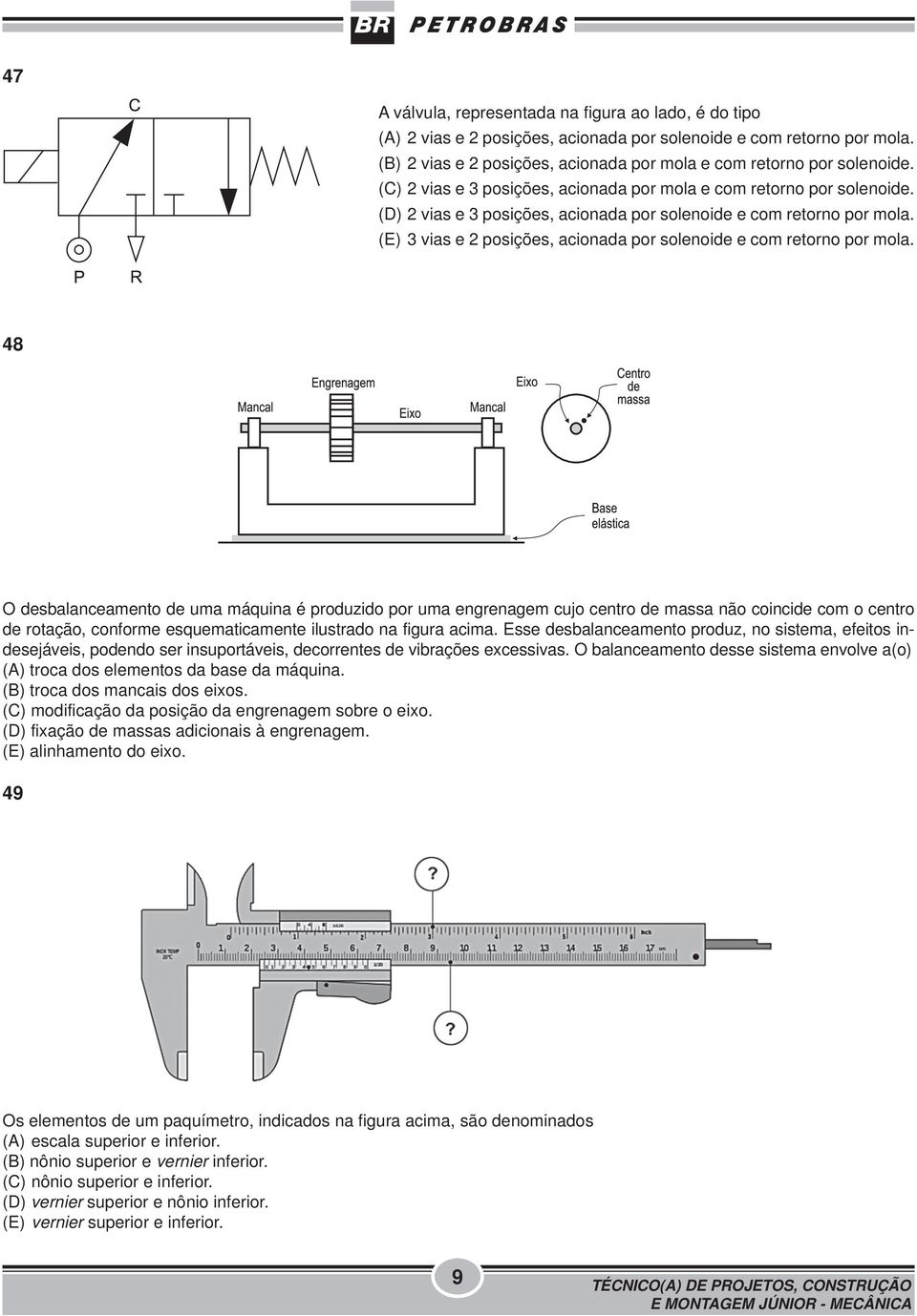 (E) 3 vias e 2 posições, acionada por solenoide e com retorno por mola.