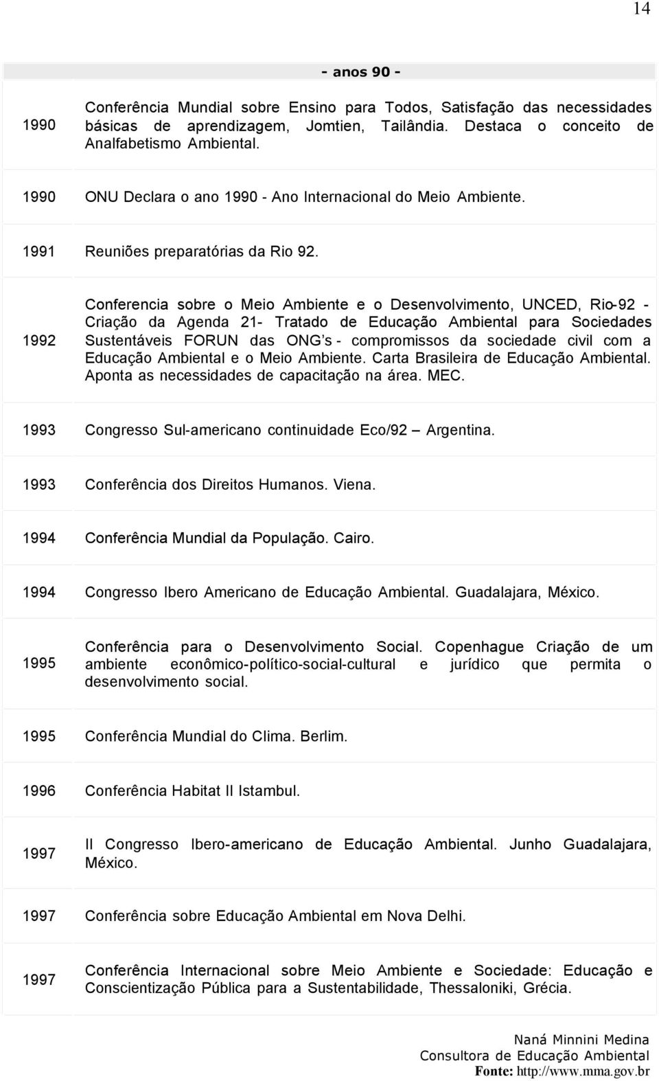 1992 Conferencia sobre o Meio Ambiente e o Desenvolvimento, UNCED, Rio-92 - Criação da Agenda 21- Tratado de Educação Ambiental para Sociedades Sustentáveis FORUN das ONG s - compromissos da