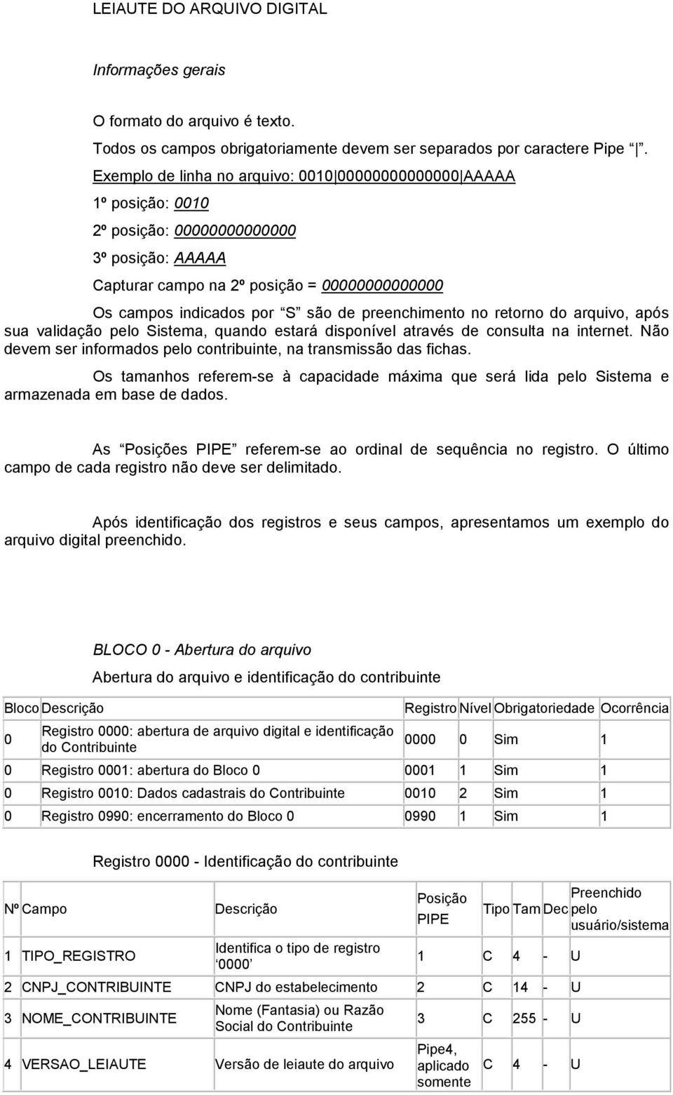 preenchimento no retorno do arquivo, após sua validação Sistema, quando estará disponível através de consulta na internet. Não devem ser informados contribuinte, na transmissão das fichas.