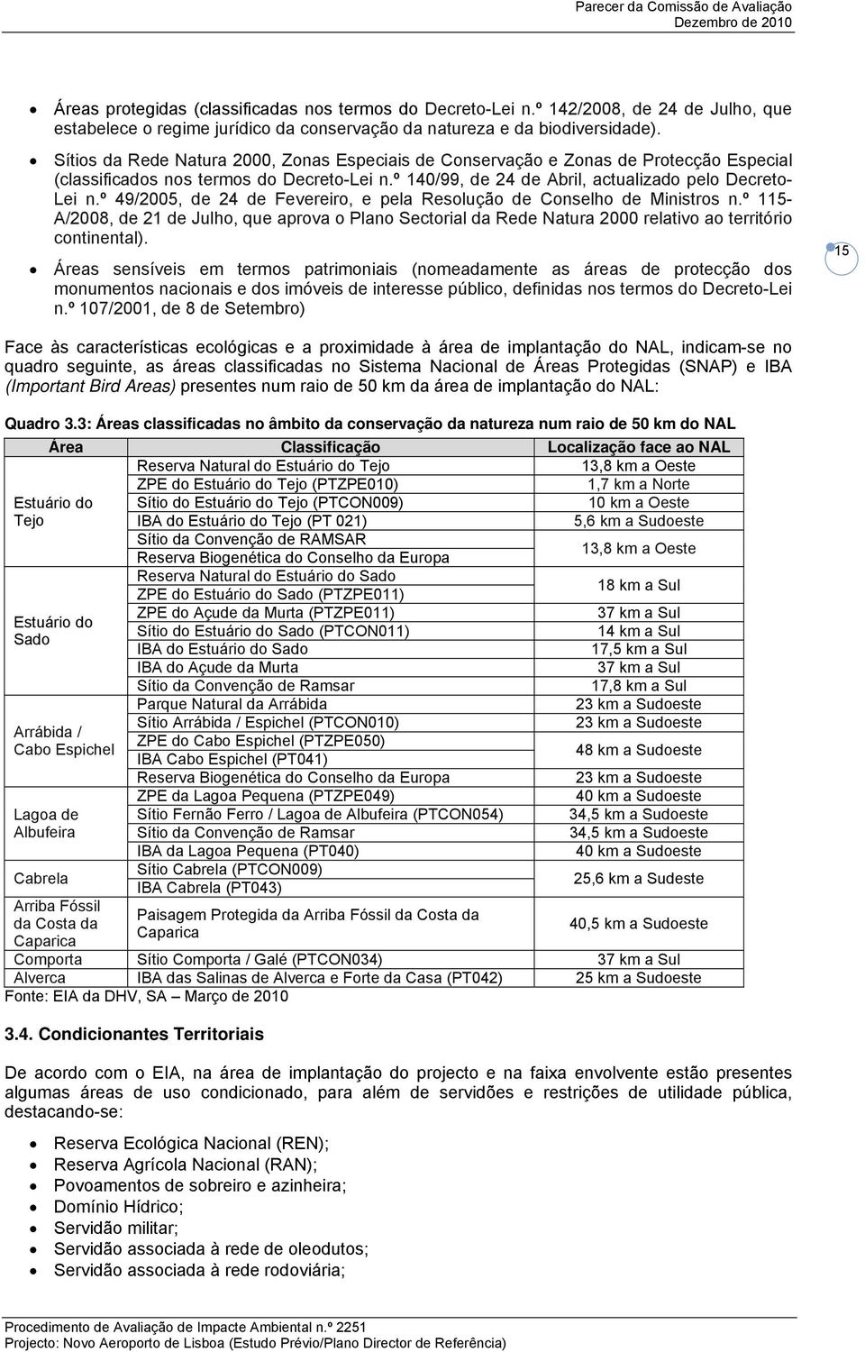 º 49/2005, de 24 de Fevereiro, e pela Resolução de Conselho de Ministros n.º 115- A/2008, de 21 de Julho, que aprova o Plano Sectorial da Rede Natura 2000 relativo ao território continental).