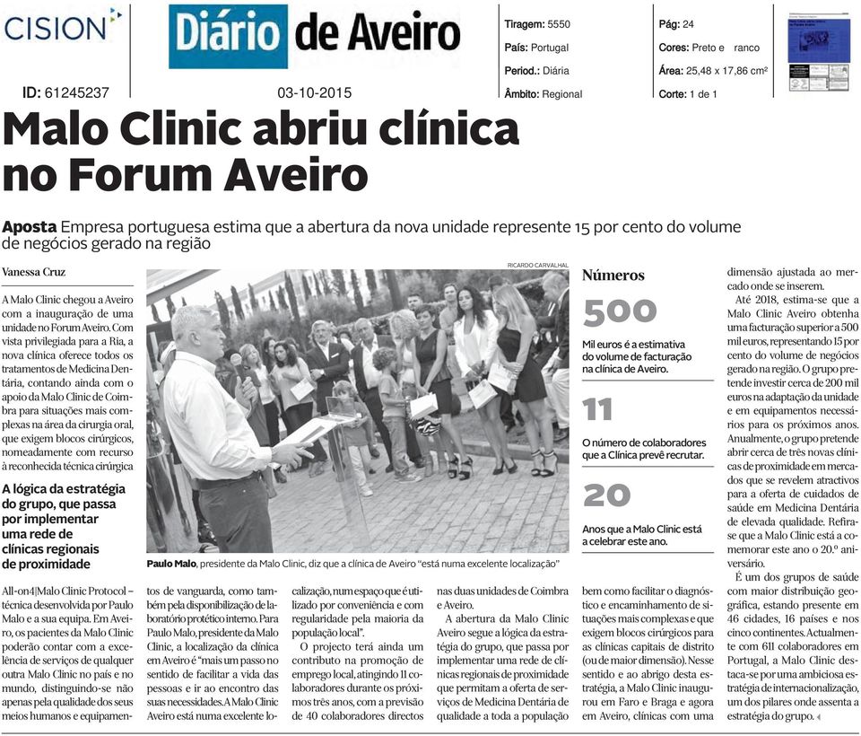 Clinic chegou a Aveiro com a inauguração de uma unidade no Forum Aveiro.