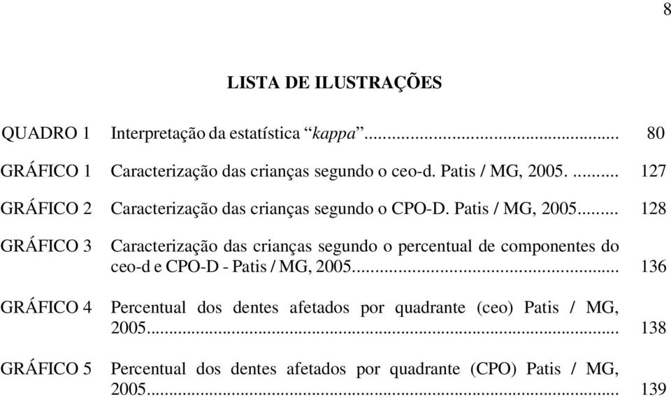 .. 128 GRÁFICO 3 GRÁFICO 4 GRÁFICO 5 Caracterização das crianças segundo o percentual de componentes do ceo-d e CPO-D - Patis /