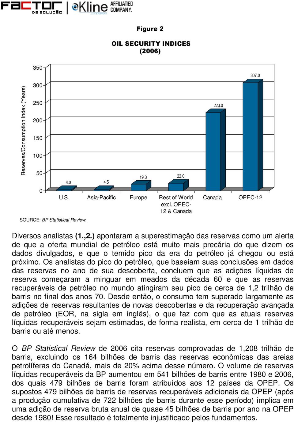 ) apontaram a superestimação das reservas como um alerta de que a oferta mundial de petróleo está muito mais precária do que dizem os dados divulgados, e que o temido pico da era do petróleo já