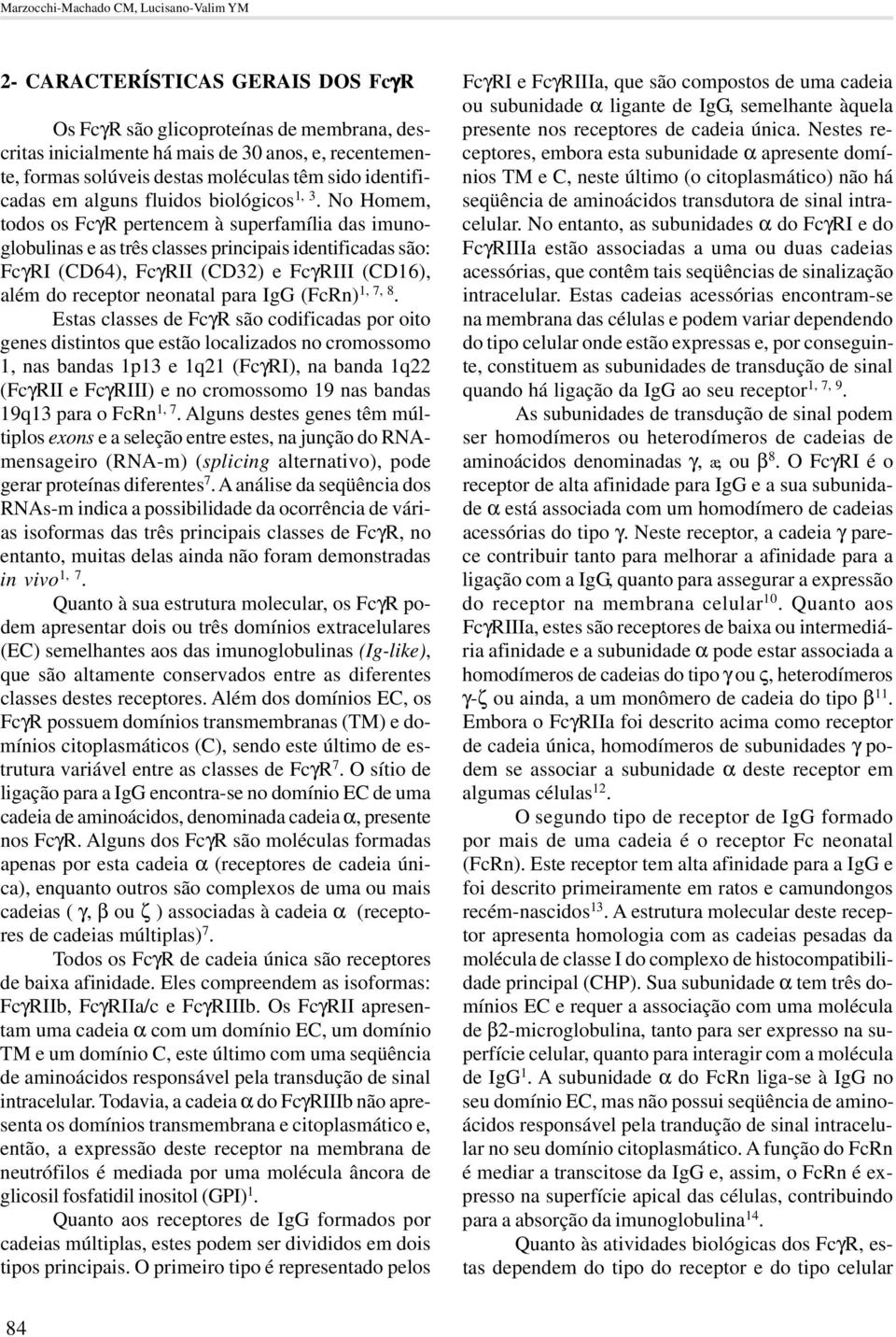 No Homem, todos os FcγR pertencem à superfamília das imunoglobulinas e as três classes principais identificadas são: FcγRI (CD64), FcγRII (CD32) e FcγRIII (CD16), além do receptor neonatal para IgG