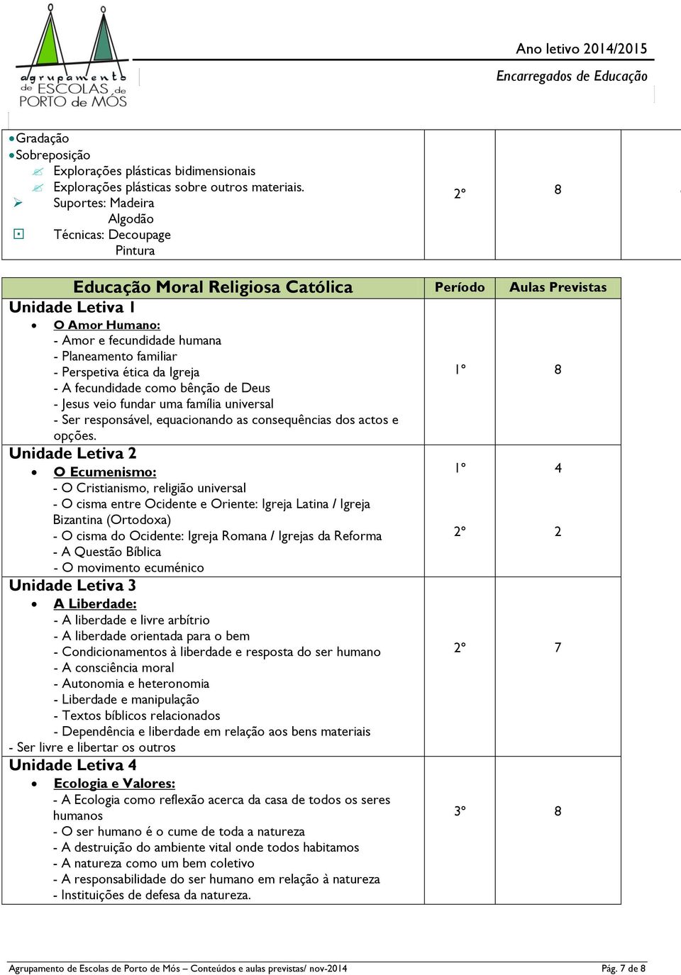 familiar - Perspetiva ética da Igreja - A fecundidade como bênção de Deus - Jesus veio fundar uma família universal - Ser responsável, equacionando as consequências dos actos e opções.