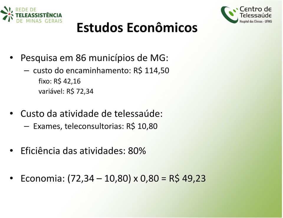 da atividade de telessaúde: Exames, teleconsultorias: R$ 10,80