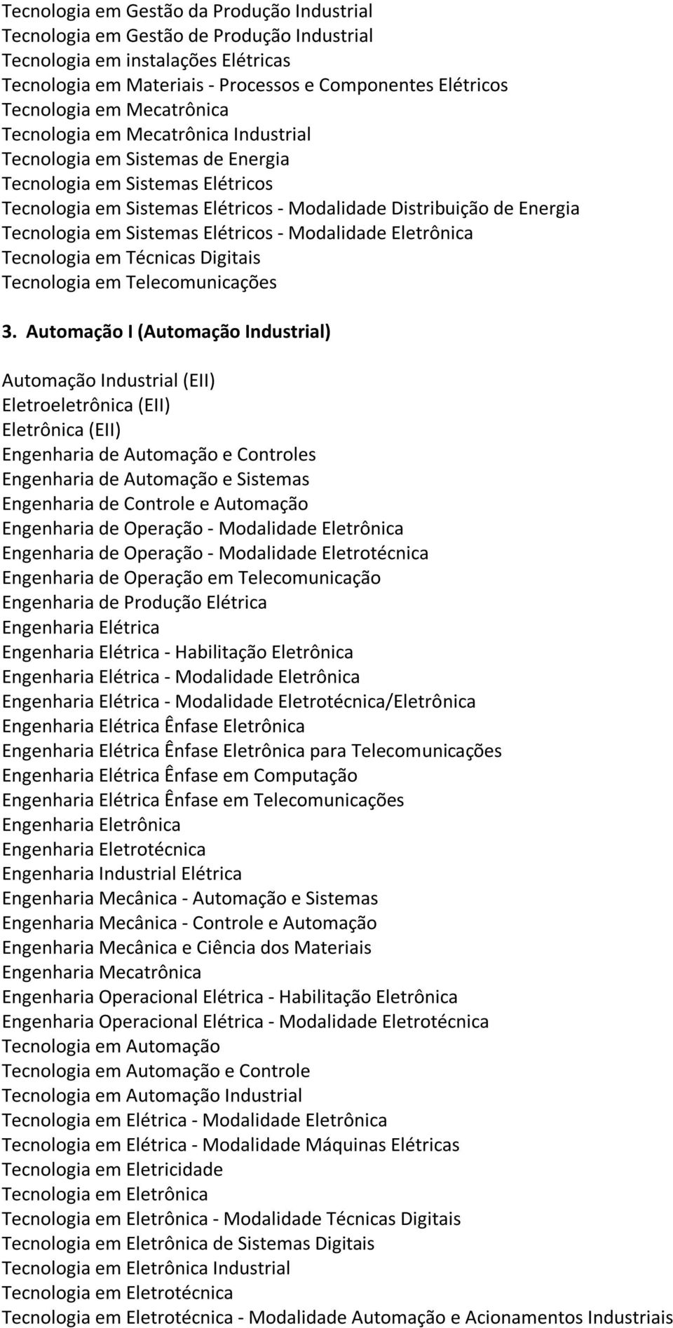 Automação I (Automação Industrial) Automação Industrial (EII) - Habilitação Eletrônica - Modalidade Eletrotécnica/Eletrônica para Telecomunicações