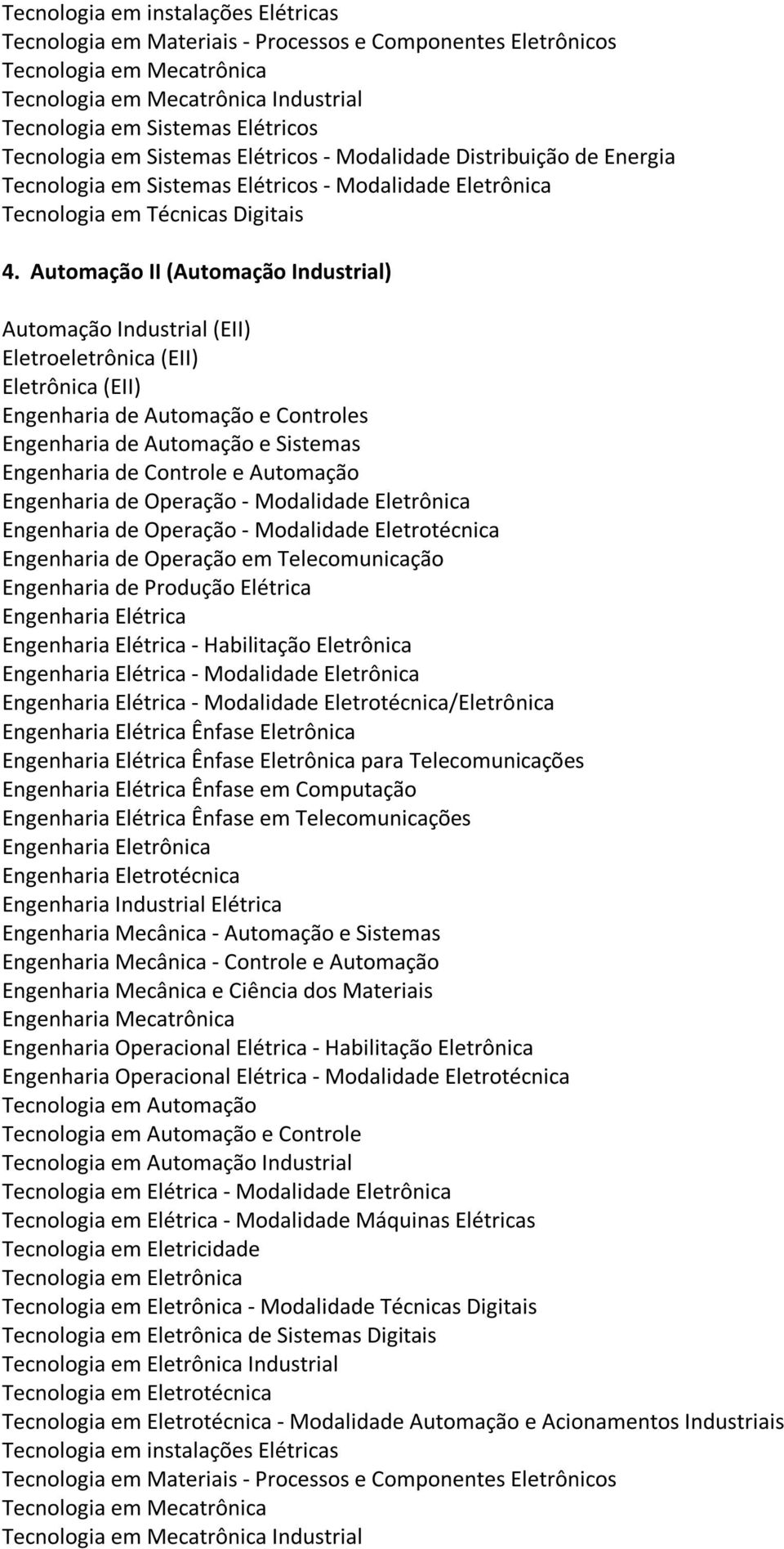 Eletrotécnica/Eletrônica para Telecomunicações Ênfase em Computação Ênfase em Telecomunicações Engenharia