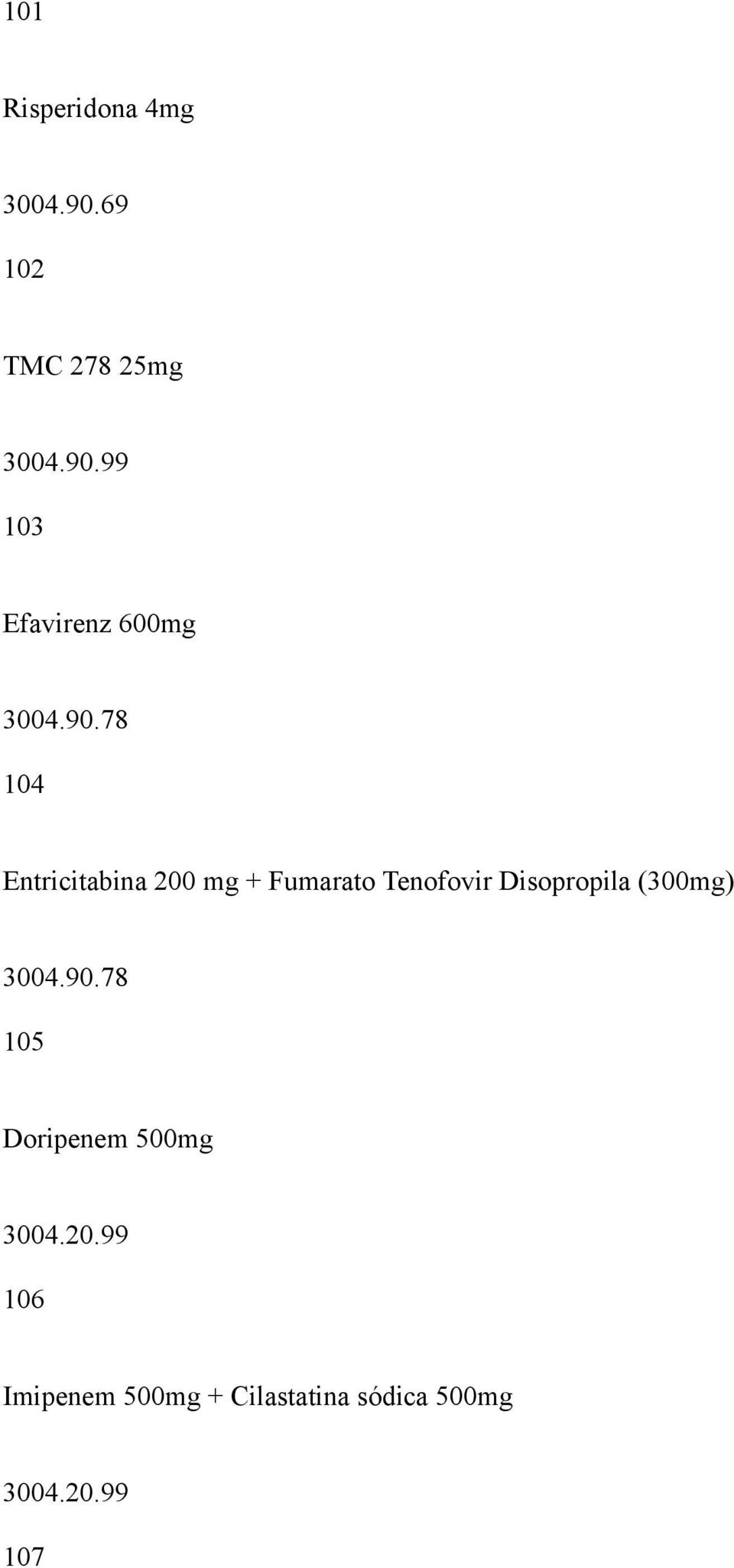 78 104 Entricitabina 200 mg + Fumarato Tenofovir Disopropila