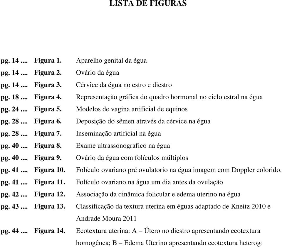 Aparelho genital da égua Ovário da égua Cérvice da égua no estro e diestro Representação gráfica do quadro hormonal no ciclo estral na égua Modelos de vagina artificial de equinos Deposição do sêmen