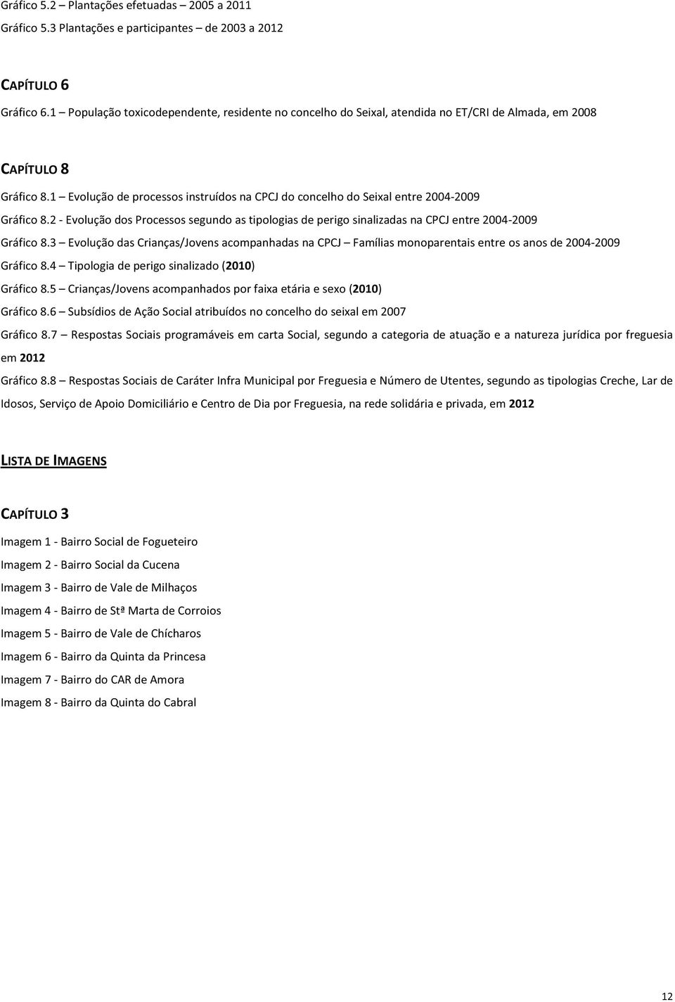 1 Evolução de processos instruídos na CPCJ do concelho do Seixal entre 2004-2009 Gráfico 8.2 - Evolução dos Processos segundo as tipologias de perigo sinalizadas na CPCJ entre 2004-2009 Gráfico 8.