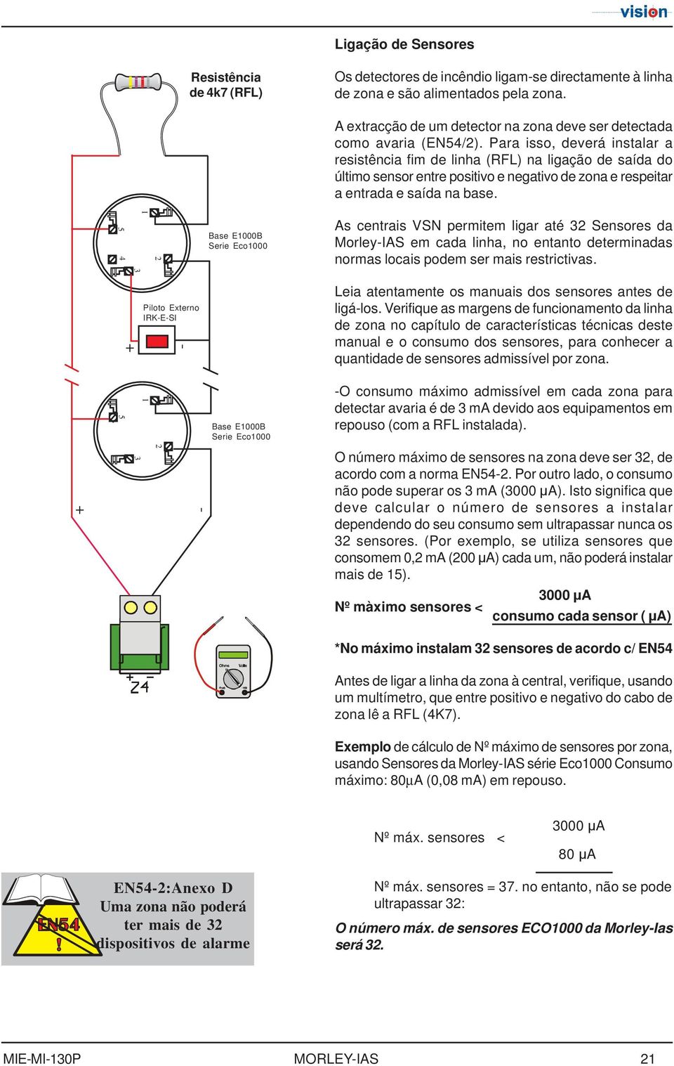 Para iss, deverá instalar a resistência fim de linha (RFL) na ligaçã de saída d últim sensr entre psitiv e negativ de zna e respeitar a entrada e saída na base.