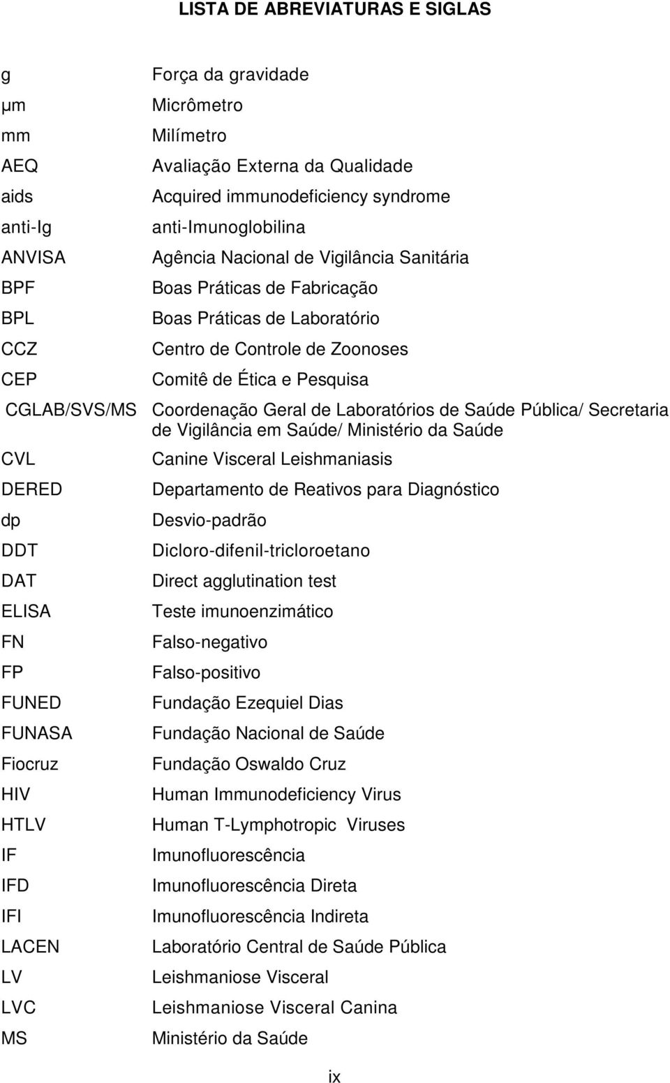 Coordenação Geral de Laboratórios de Saúde Pública/ Secretaria de Vigilância em Saúde/ Ministério da Saúde CVL DERED dp DDT DAT ELISA FN FP FUNED FUNASA Fiocruz HIV HTLV IF IFD IFI LACEN LV LVC MS