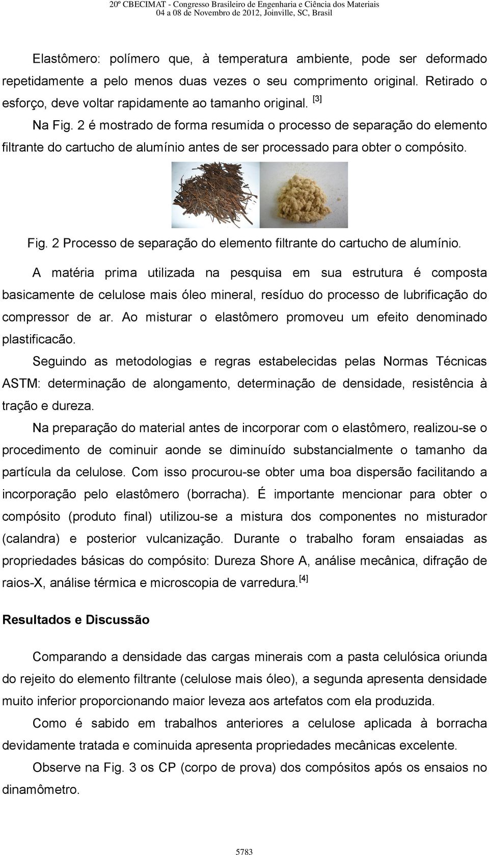 A matéria prima utilizada na pesquisa em sua estrutura é composta basicamente de celulose mais óleo mineral, resíduo do processo de lubrificação do compressor de ar.