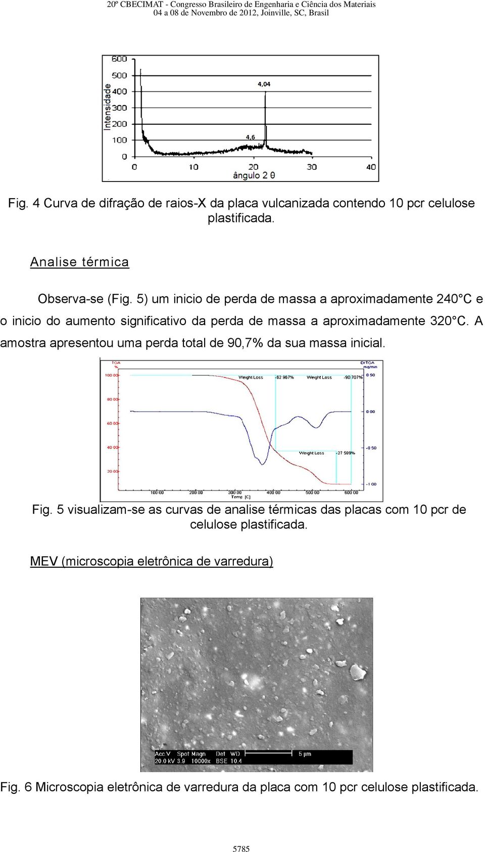 A amostra apresentou uma perda total de 90,7% da sua massa inicial. Fig.