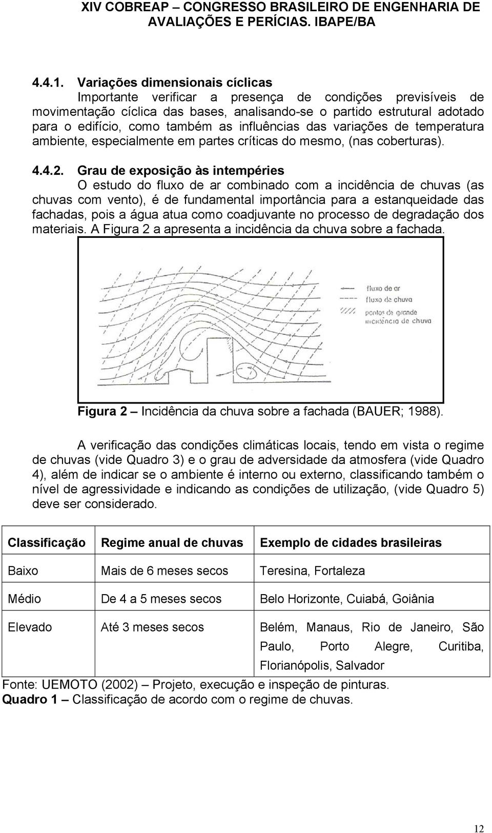 influências das variações de temperatura ambiente, especialmente em partes críticas do mesmo, (nas coberturas). 4.4.2.