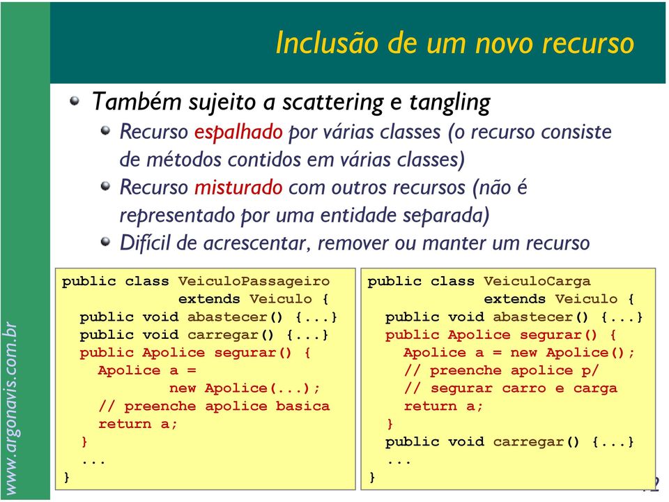 extends Veiculo { public void {... public void {... public Apolice segurar() { Apolice a = new Apolice(...); // preenche apolice basica return a;.