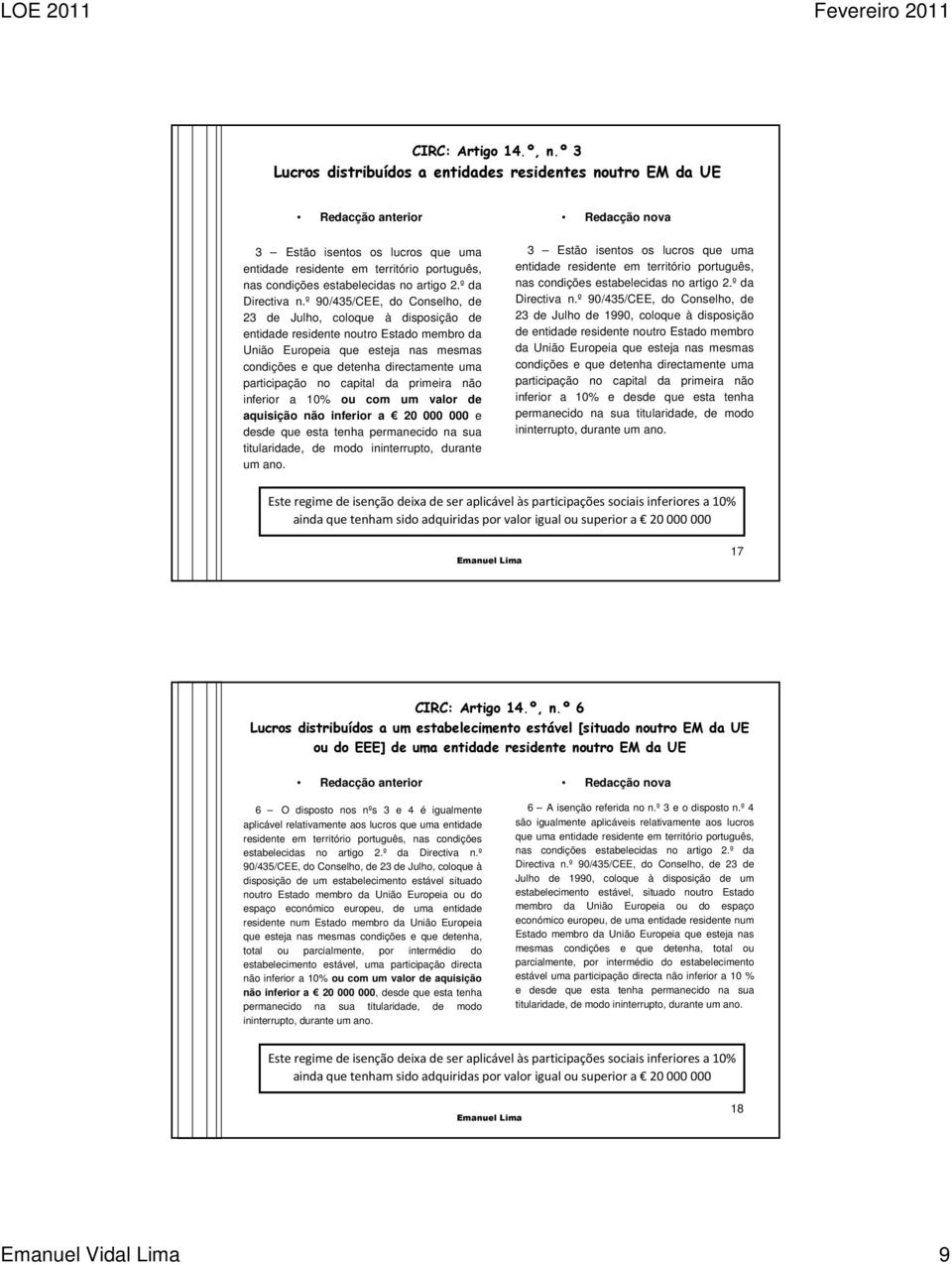 º 90/435/CEE, do Conselho, de 23 de Julho, coloque à disposição de entidade residente noutro Estado membro da União Europeia que esteja nas mesmas condições e que detenha directamente uma