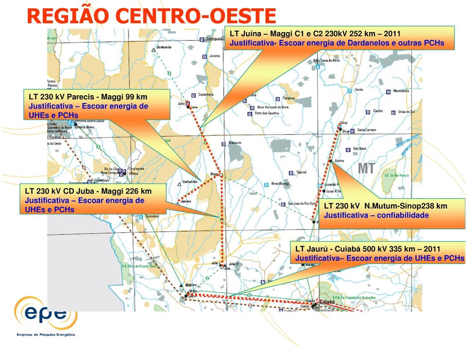 LT 230 kv CD Juba - Maggi 226 km Justificativa Escoar energia de UHEs e PCHs LT 230 kv N.